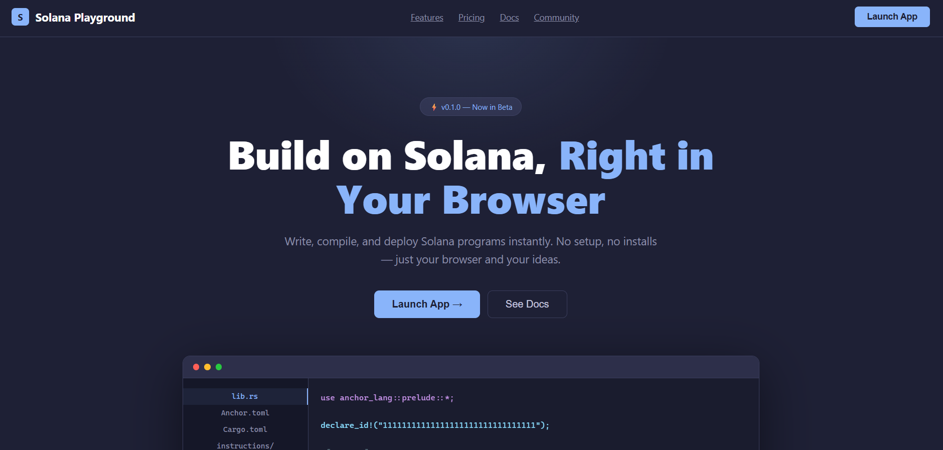 Solana Playground screenshot 1